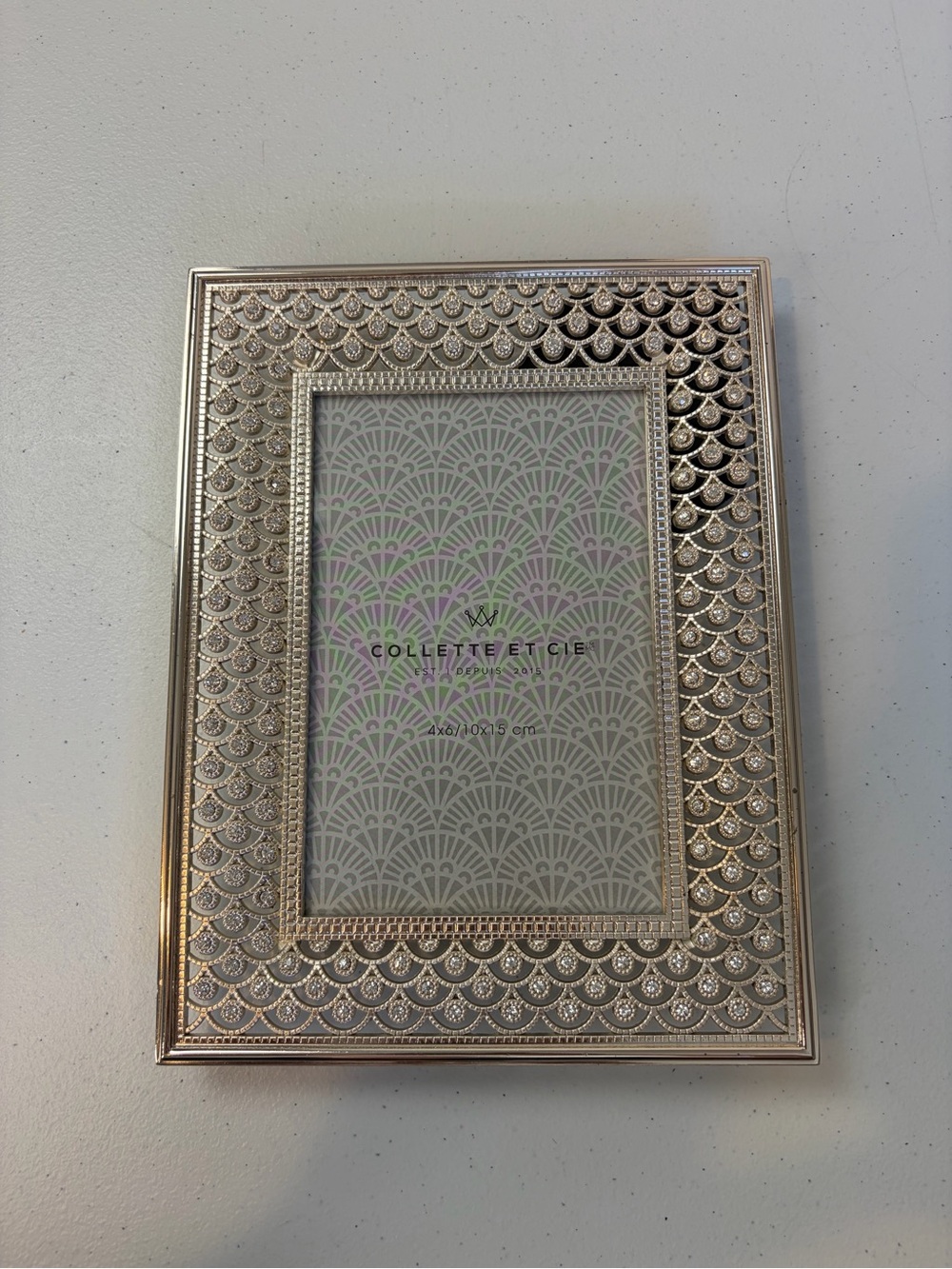 Colette Et Cie Silver Tone Rhinestone Picture Frame 4x6 Art Deco Glam Home Decor - Picture 6 of 8
